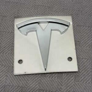 Tesla Zinc Alloy Hood Emblem Silver T Logo Badge Car Hood Trim Replacement
